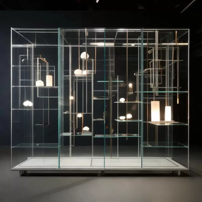 Glass Wall-mounted Lighting Display Cabinet