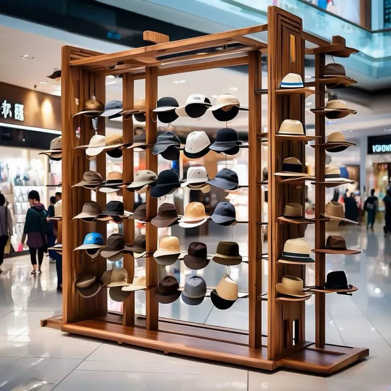 Wooden Hats Display Rack