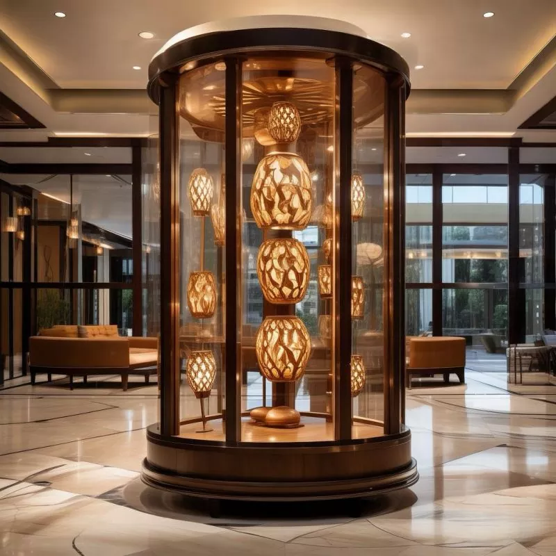 Wooden Rotating Lighting Display Cabinet